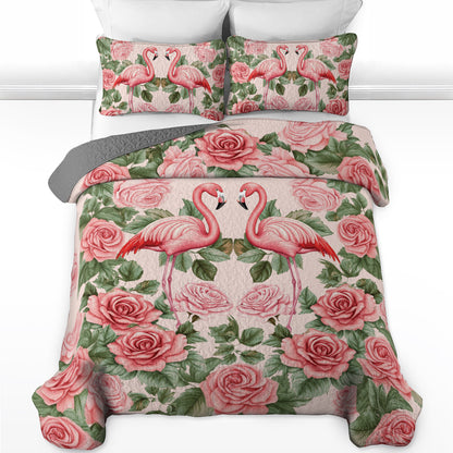 Shineful All Season Quilt 3-Piece Set Flamingo Rose