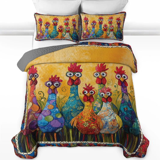 Shineful All Season Quilt 3-Piece Set - Funky Chicken