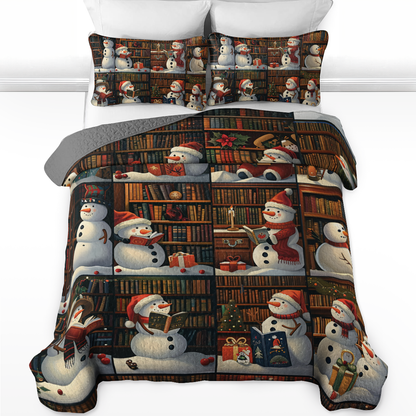 Shineful All Season Quilt 3-Piece Set Chill & Read Snowman