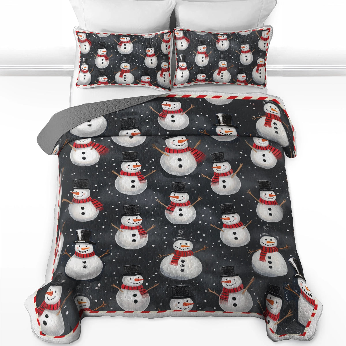 Shineful All Season Quilt 3-Piece Set - Christmas Snowman Gathering