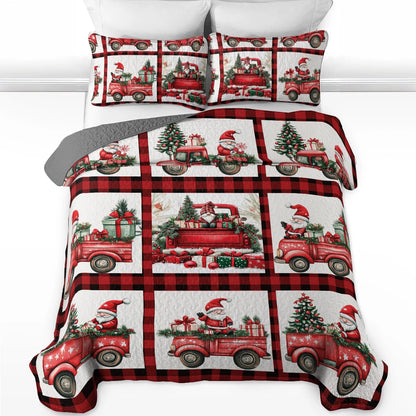 Shineful All Season Quilt 3-Piece Set -  Santa's Christmas Gnomes