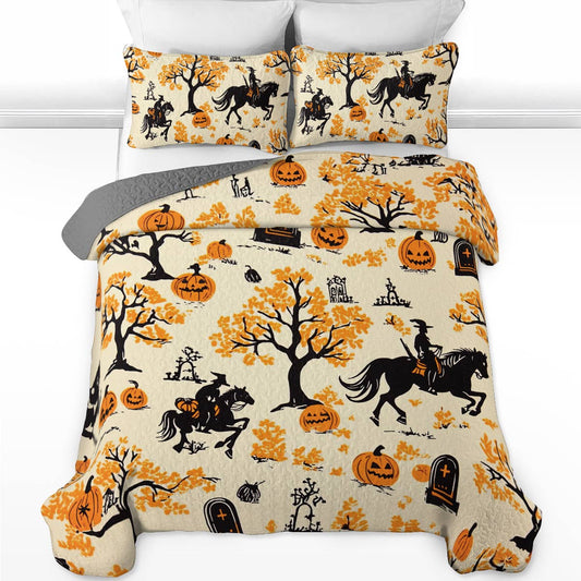 Shineful All Season Quilt 3-Piece Set Riding Pumpkins