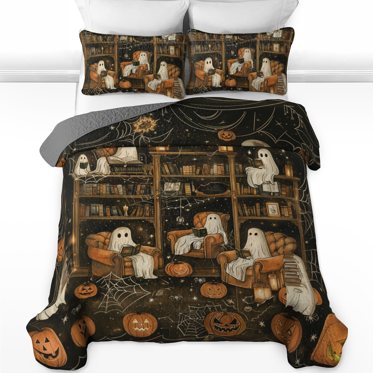 Shineful All Season Quilt 3-Piece Set Halloween Book Club