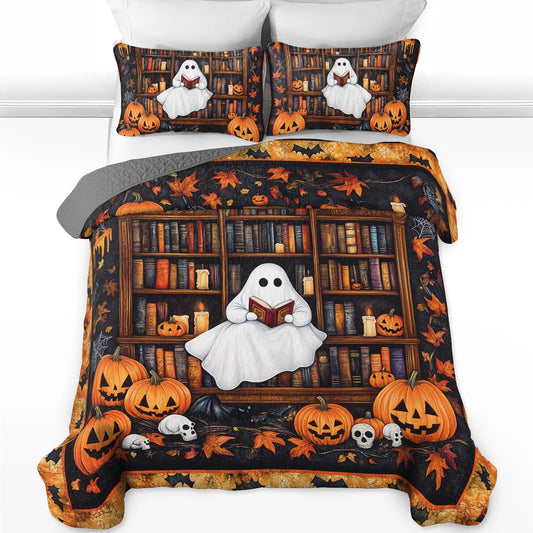 Shineful All Season Quilt 3-Piece Set Haunted Library Reading