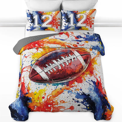 Shineful All Season Quilt 3-Piece Set Football Touchdown Dream