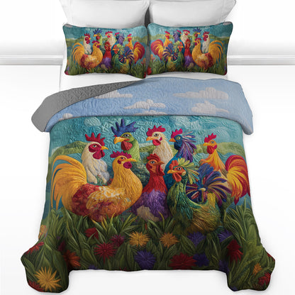 Shineful All Season Quilt 3-Piece Set Morning Glory Rooster