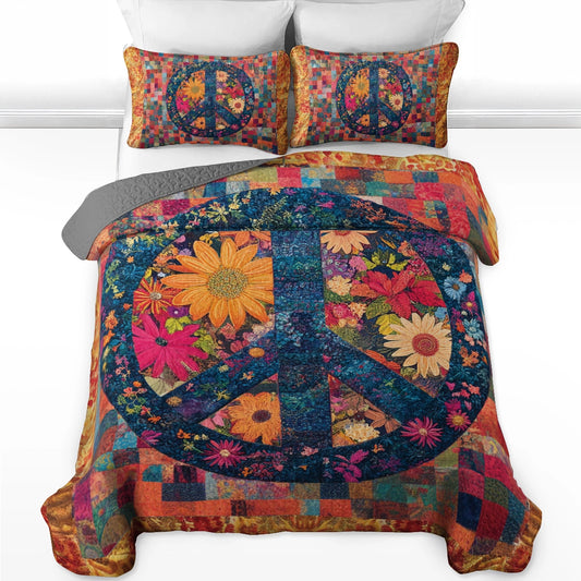 Shineful All Season Quilt 3-teiliges Set - Peace &amp; Love Hippie