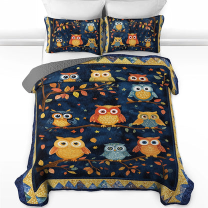 Shineful All Season Quilt 3-Piece Set - Autumn Owls