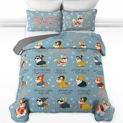 Shineful All Season Quilt 3-Piece Set Let It Wag Corgi Love