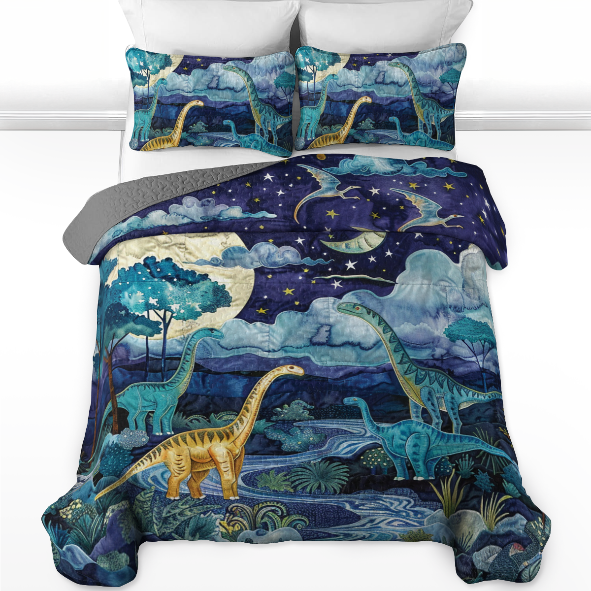 Shineful All Season Quilt 3-Piece Set Dino Dreamscape