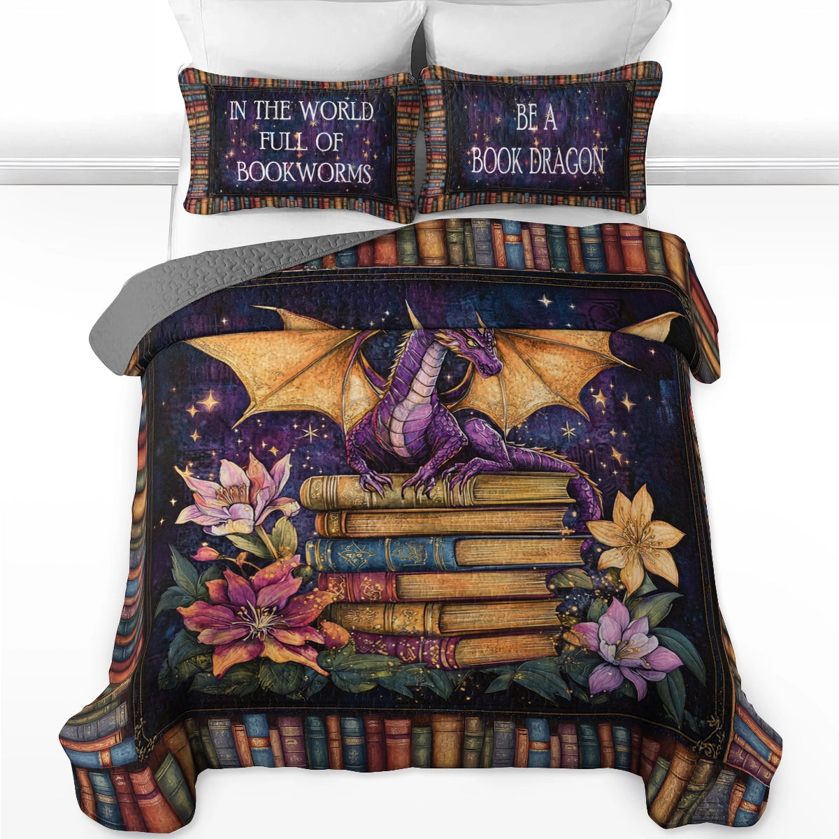 Shineful All Season Quilt 3-Piece Set - Book Dragon