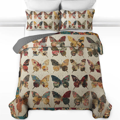 Shineful All Season Quilt 3-Piece Set - Vintage Butterflies