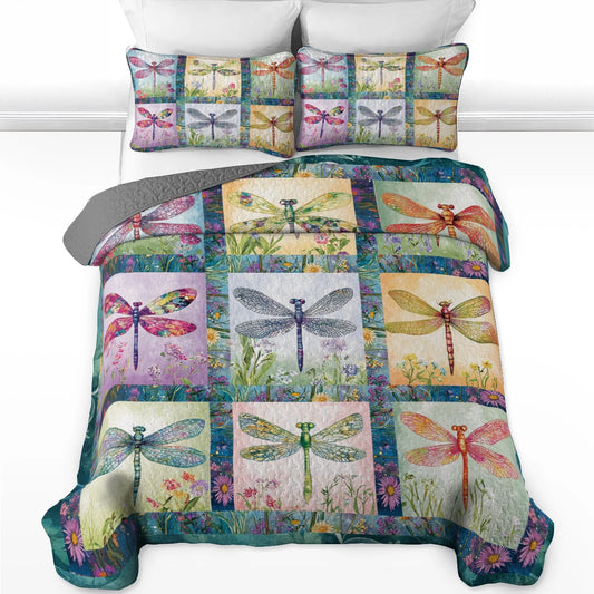 Shineful All Season Quilt 3-Piece Set - Dragonfly Garden