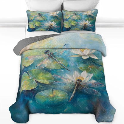 Shineful All Season Quilt 3-Piece Set - Tranquil Dragonfly Dreams