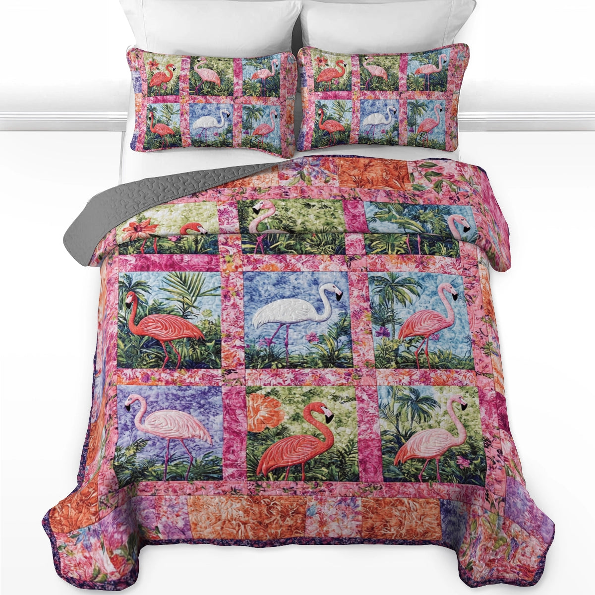 Shineful All Season Quilt 3-Piece Set - Flamingo Paradise