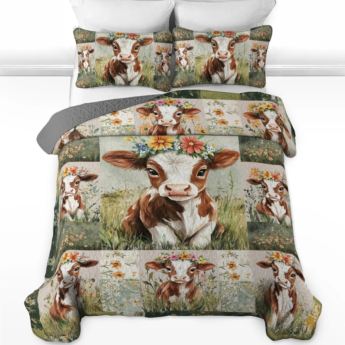 Shineful All Season Quilt 3-Piece Set - Country Charm Cow