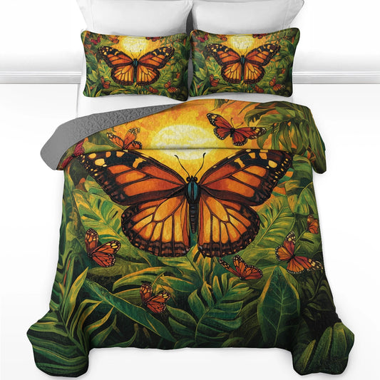 Shineful All Season Quilt 3-Piece Set - Monarch Garden