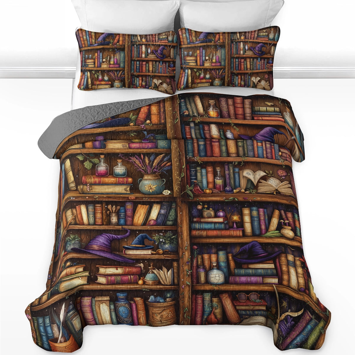 Shineful All Season Quilt 3-Piece Set - Whimsical Reading Wonderland