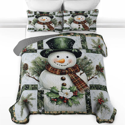 Shineful All Season Quilt 3-Piece Set - Snowman Bliss