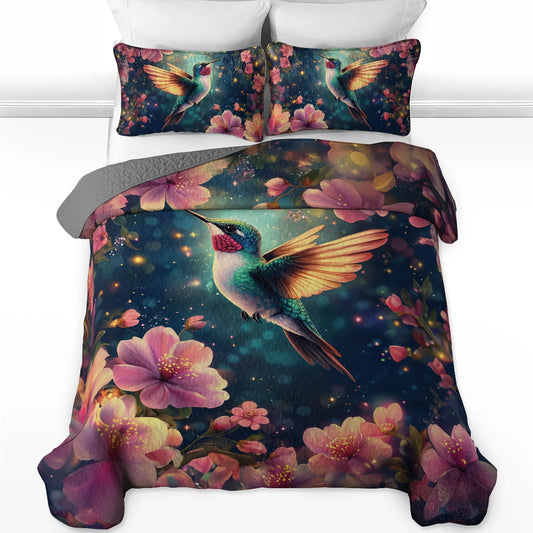 Ensemble de courtepointe toutes saisons Shineful 3 pièces - Colibri Serenity 