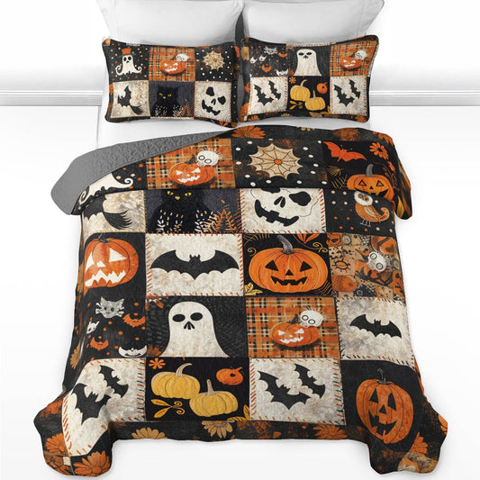 Shineful All Season Quilt 3-Piece Set Spooky Patchwork