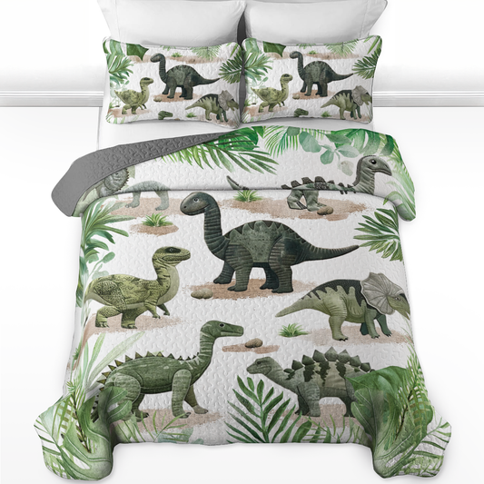 Shineful All Season Quilt 3-Piece Set Dino Jurassic Forest