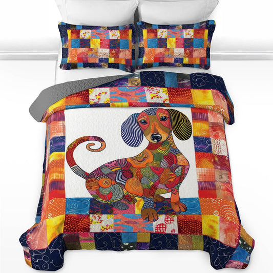 Shineful All Season Quilt 3-Piece Set Dachshund Quilt