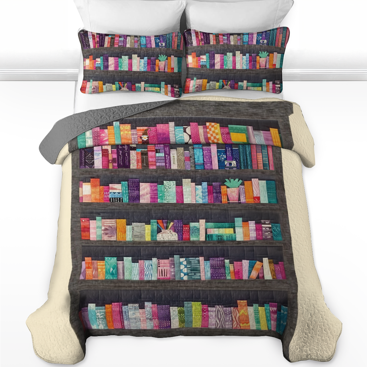 Shineful All Season Quilt 3-Piece Set Selvage Bookshelf