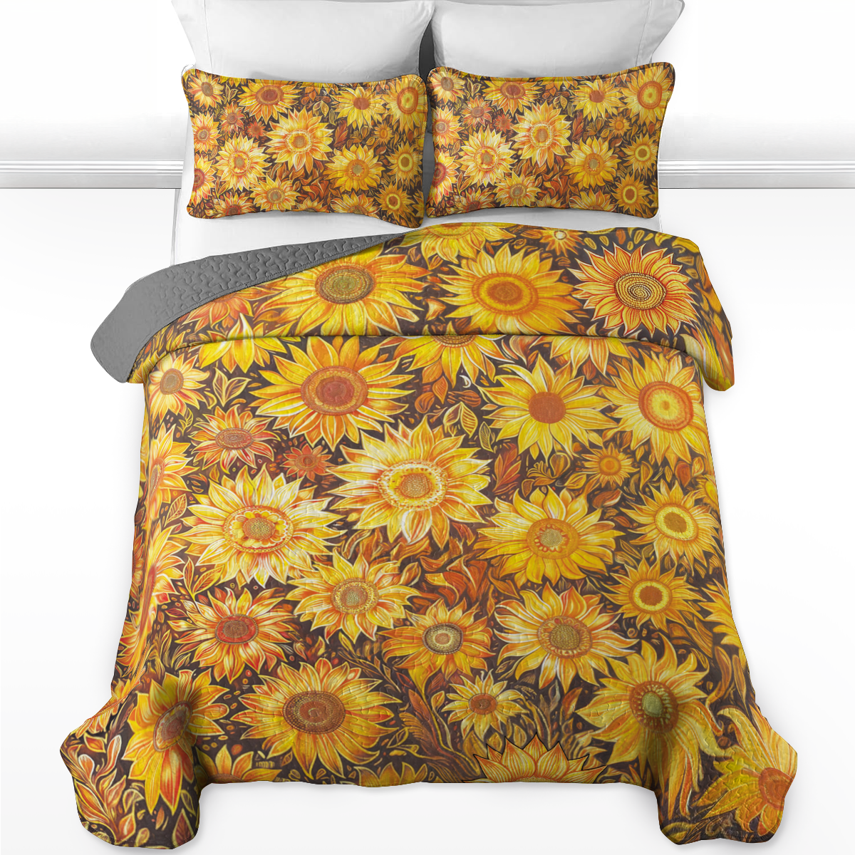 Shineful All Season Quilt 3-teiliges Set Golden Sunflower Bloom