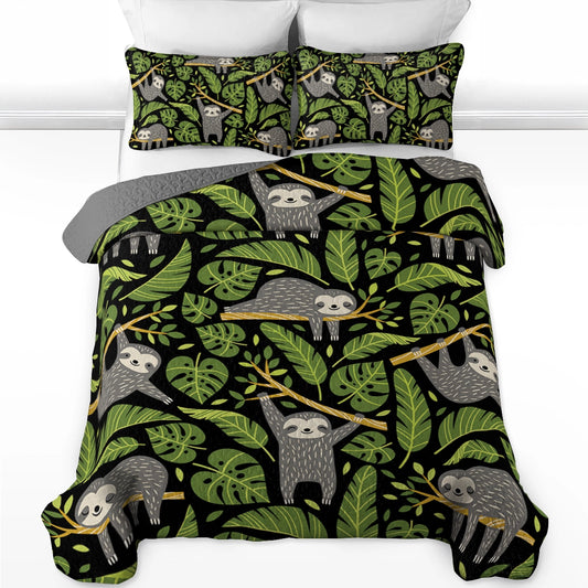 Shineful All Season Quilt 3-Piece Set - Chilling Sloths