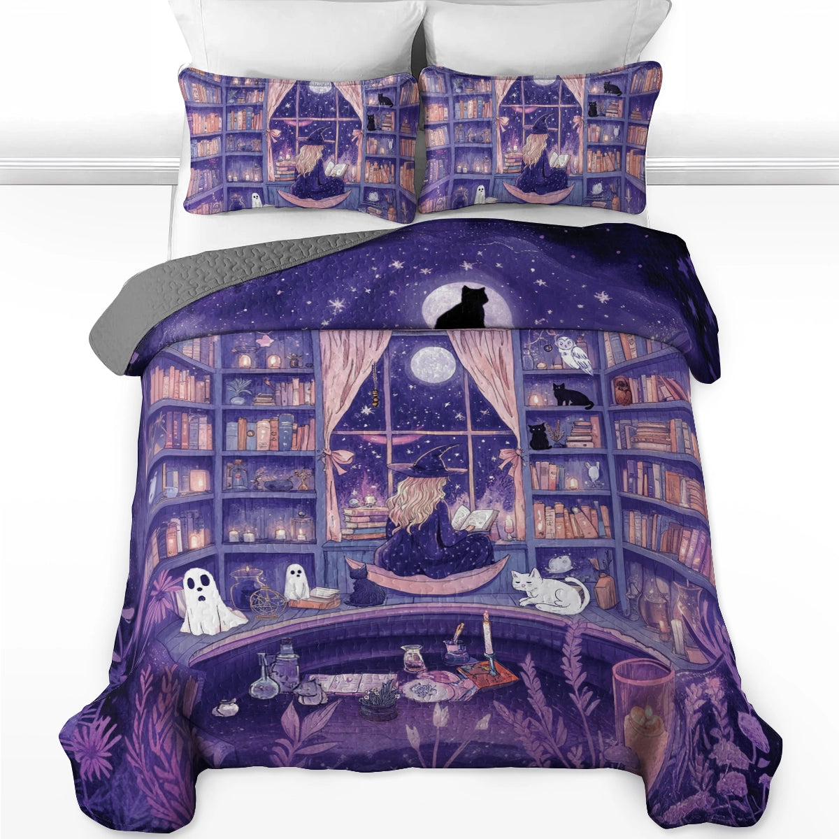 Shineful All Season Quilt 3-Piece Set -  Enchanted Moonlit Tarot Haven