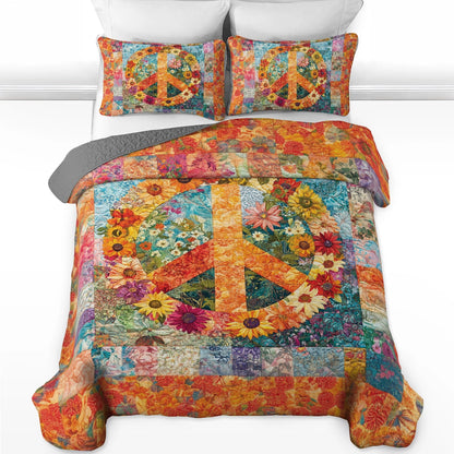 Shineful All Season Quilt 3-Piece Set Hippie Floral Unity