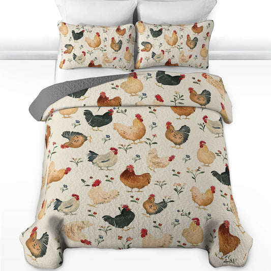 Ensemble de courtepointe toutes saisons Shineful 3 pièces - Cozy Hen Haven