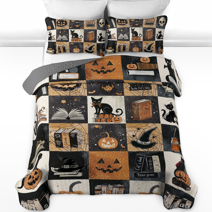 Shineful All Season Quilt 3-Piece Set Halloween Bookworm Retreat