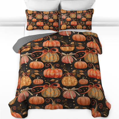 Shineful All Season Quilt 3-Piece Set Rustic Pumpkin Patch