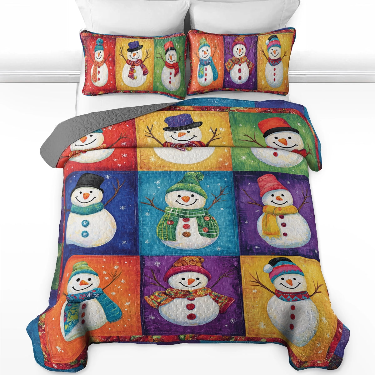 Shineful All Season Quilt 3-Piece Set - Christmas Jolly Snowmen