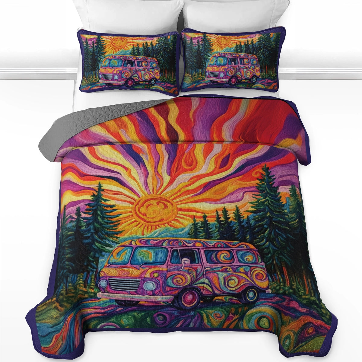 Shineful All Season Quilt 3-Piece Set - The Road Trip Rhapsody Hippie