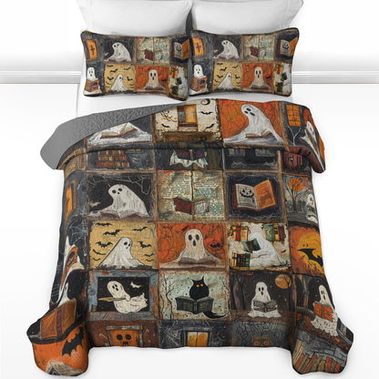 Shineful All Season Quilt 3-Piece Set Ghostly Bookworm