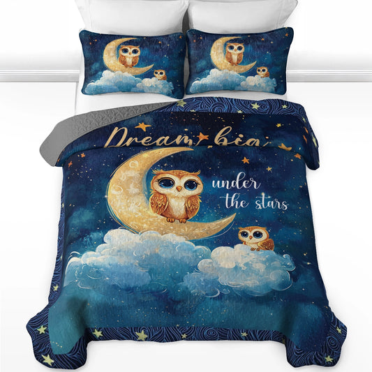 Shineful All Season Quilt 3-Piece Set - Owl Dream Big Under the Stars