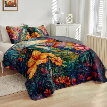 Shineful All Season Quilt 3-Piece Set Hummingbird Paradise