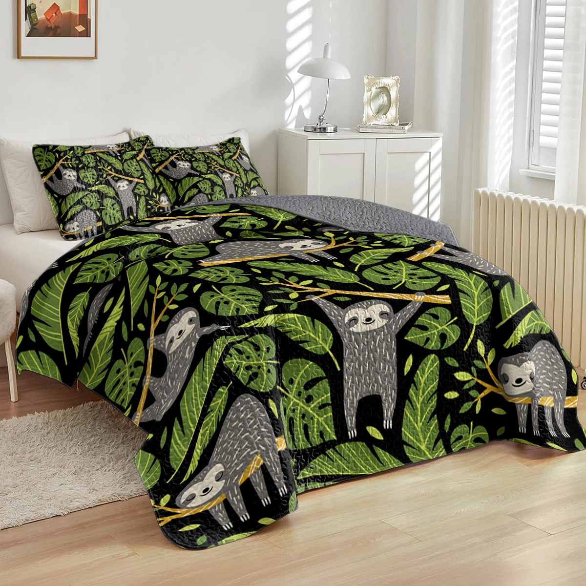 Shineful All Season Quilt 3-Piece Set - Chilling Sloths