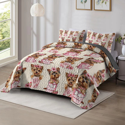 Shineful All Season Quilt 3-teiliges Set - Yorkie Delight