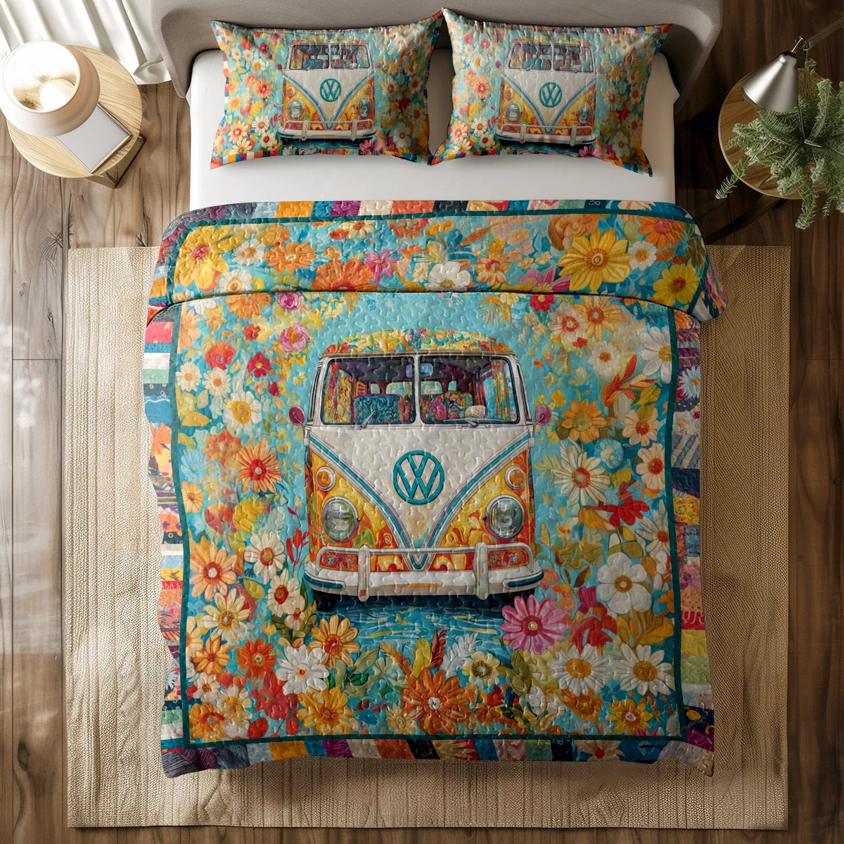 Shineful All Season Quilt 3-Piece Set Hippie Groovy Vibes