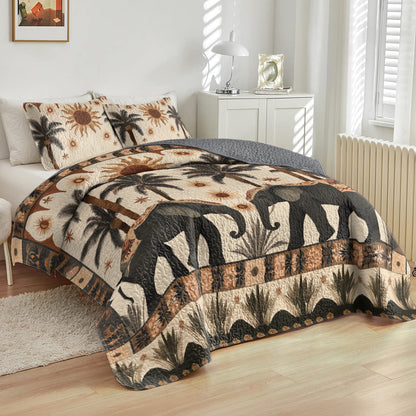 Shineful All Season Quilt 3-Piece Set Elephant Savannah Dream