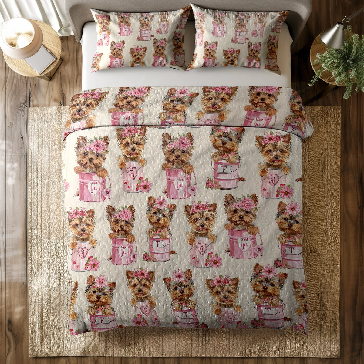 Shineful All Season Quilt 3-teiliges Set - Yorkie Delight