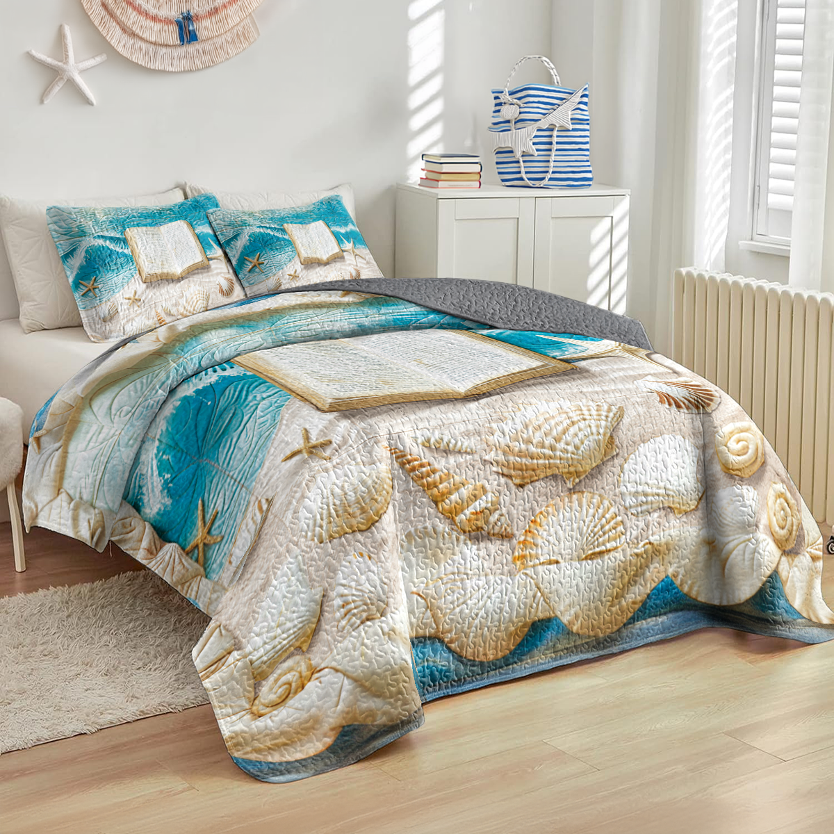 Shineful All Season Quilt 3-Piece Set Oceanic Reads