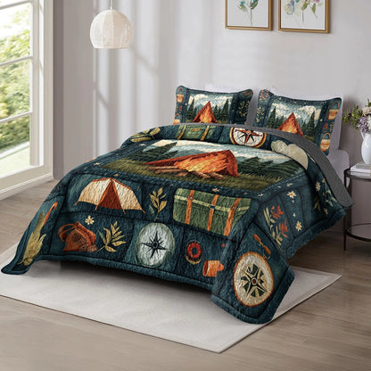 Shineful All Season Quilt 3-Piece Set Camping Wilderness Nights