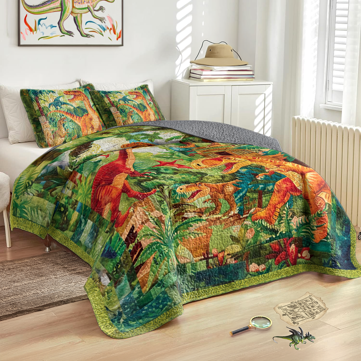 Shineful All Season Quilt 3-Piece Set Jurassic Jungle