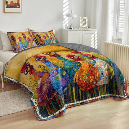 Shineful All Season Quilt 3-Piece Set - Funky Chicken