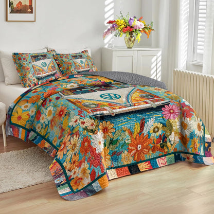 Shineful All Season Quilt 3-Piece Set Hippie Groovy Vibes